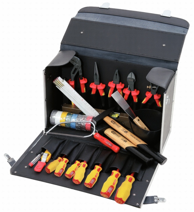 KS Tools Basic Elektriker-Werkzeugkoffer, Rinderlederkoffer, 30-tlg Produktbild img2 L