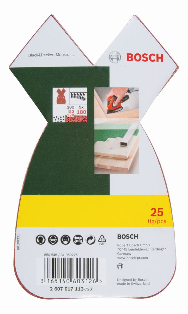 Bosch Schleifblatt-Set für Multischleifer, 25-teilig, 4 Löcher, 93 x 62mm Produktbild img2 L