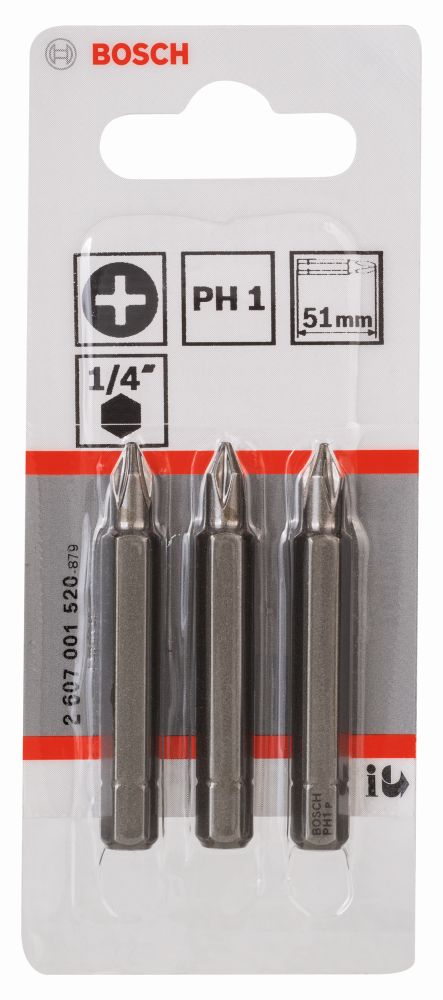 Bosch Schrauberbit Extra-Hart PH 1, 51 mm, 3er-Pack Produktbild img2 L