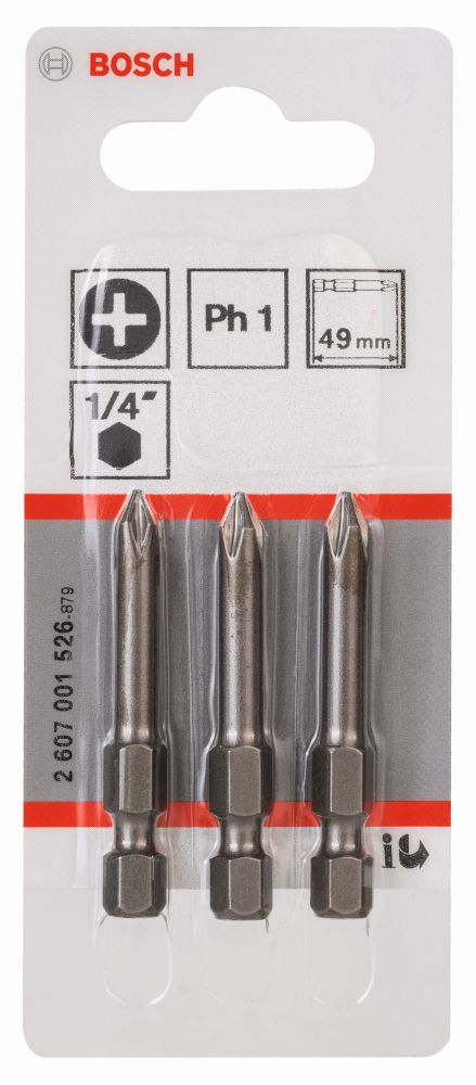 Bosch Schrauberbit Extra-Hart PH 1, 49 mm, 3er-Pack Produktbild img2 L