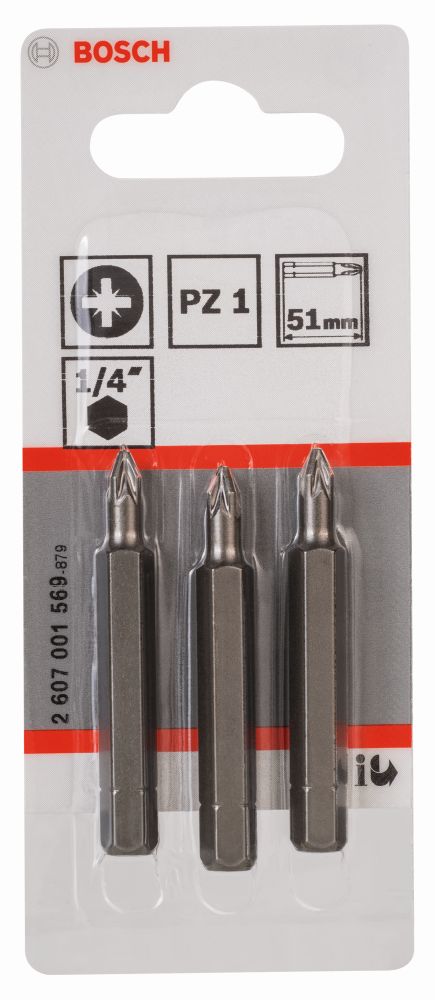 Bosch Schrauberbit Extra-Hart PZ 1, 51 mm, 3er-Pack Produktbild img2 L