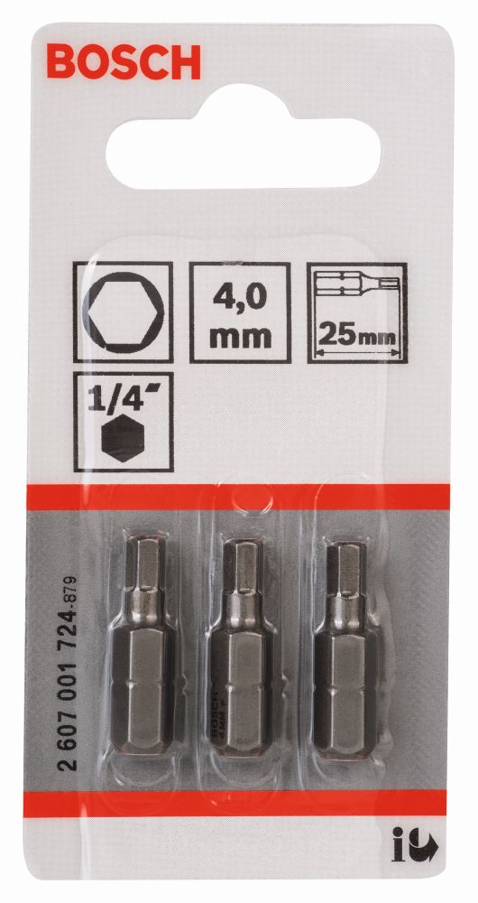 Bosch Schrauberbit Extra-Hart HEX 4, 25 mm, 3er-Pack Produktbild img2 L