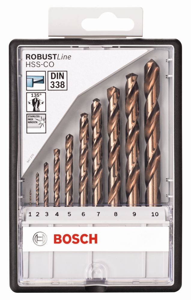 Bosch 10-tlg. Metallbohrer-Set, Robust Line, HSS-Co, 110&nbsp;mm Produktbild img1 L