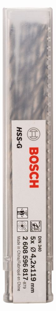 Bosch PRO Metal HSS-G Spiralbohrer, 4,2 x 78 x 119 mm, 5-tlg. Produktbild img1 L