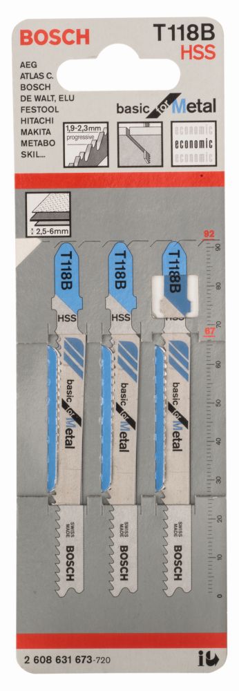 Bosch Stichsägeblatt T 118 B Basic for Metal, 3er-Pack Produktbild img2 L