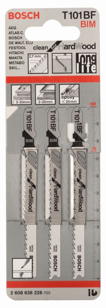 Bosch Stichsägeblatt T 101 BF Clean for Hard Wood 3er-Pack Produktbild img1 L