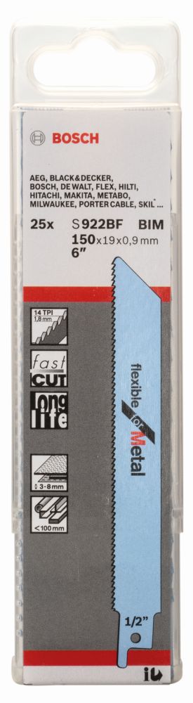 Bosch Säbelsägeblatt S 922 BF, Flexible for Metal, 25er-Pack Produktbild img2 L