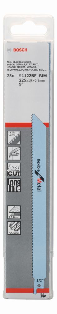Bosch Säbelsägeblatt S 1122 BF Flexible for Metal, 25er-Pack Produktbild img2 L