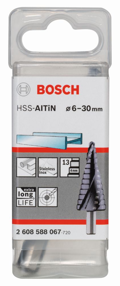 Bosch Stufenbohrer HSS-AlTiN, 6 - 30 mm, 10 mm, 93,5 mm, 13 Stufen Produktbild img2 L