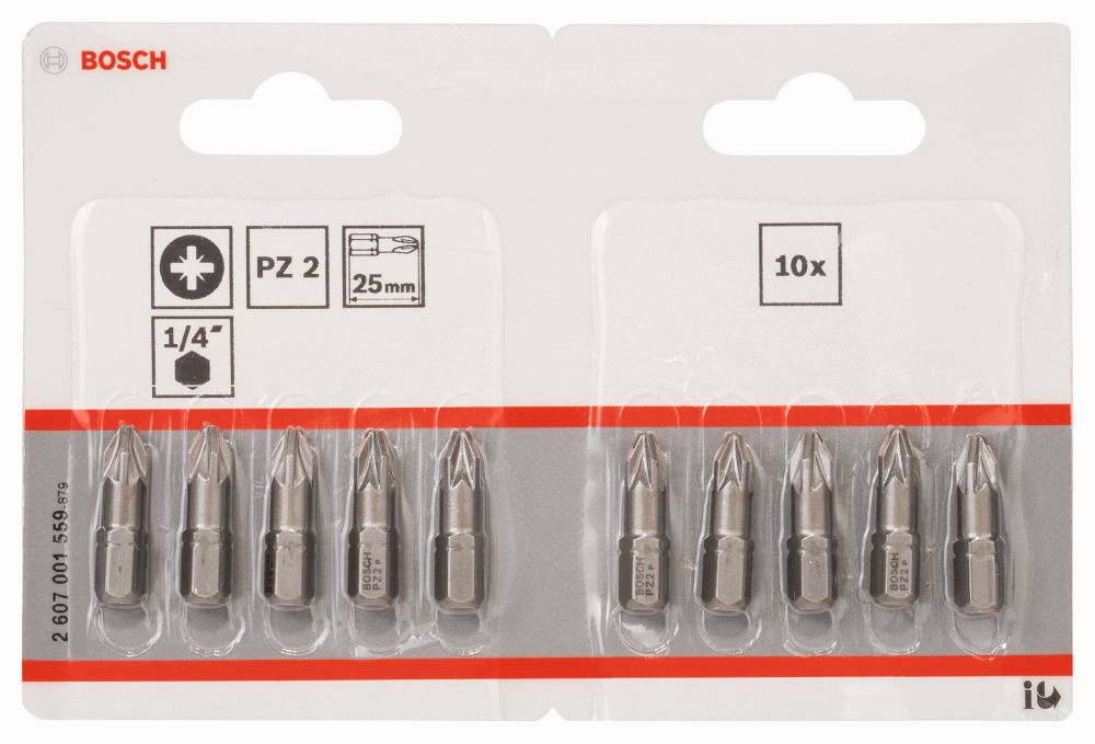 Bosch Schrauberbit Extra-Hart PZ 2, 25 mm, 10er-Pack, im Blister Produktbild img2 L