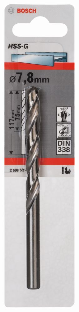 Bosch Metallbohrer HSS-G, DIN 338, 7,8 x 75 x 117 mm, 1er-Pack Produktbild img1 L