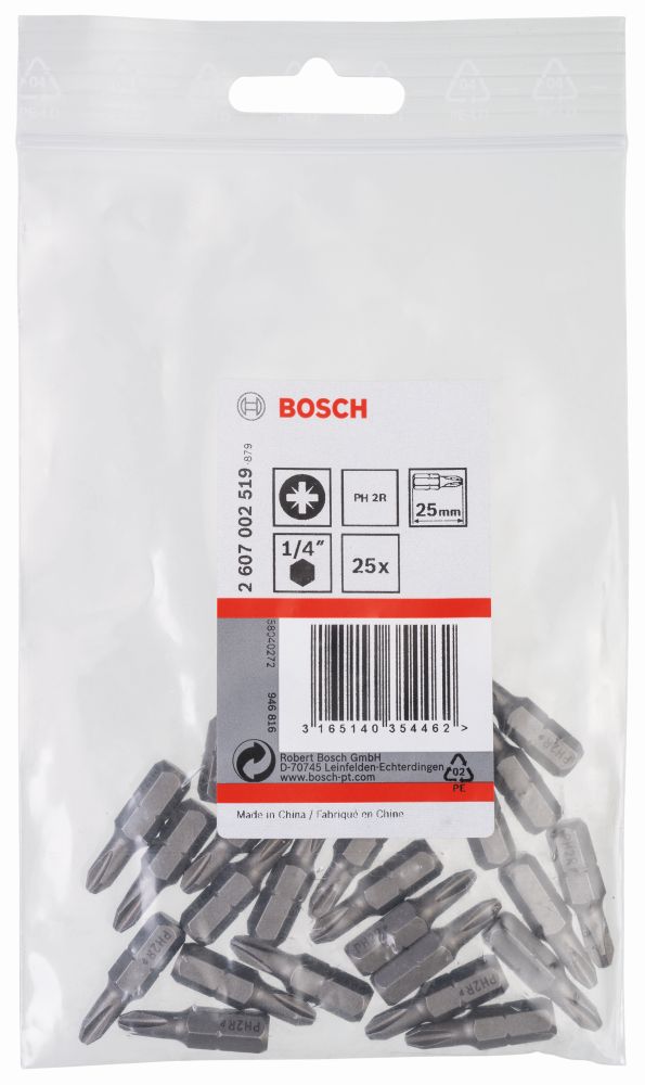 Bosch Schrauberbit Extra-Hart, reduziert PH2R, 25mm, 25er-Pack Produktbild img2 L