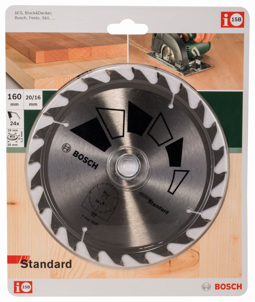 Bosch Kreissägeblatt STANDARD D= 160 mm, Bohrung= 20 mm, Z= 24 Produktbild img2 L