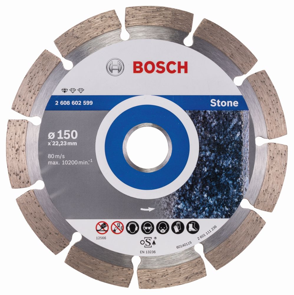 Bosch Diamanttrennscheibe Standard for Stone, 150 x 22,23 x 2 x 10 mm Produktbild img2 L