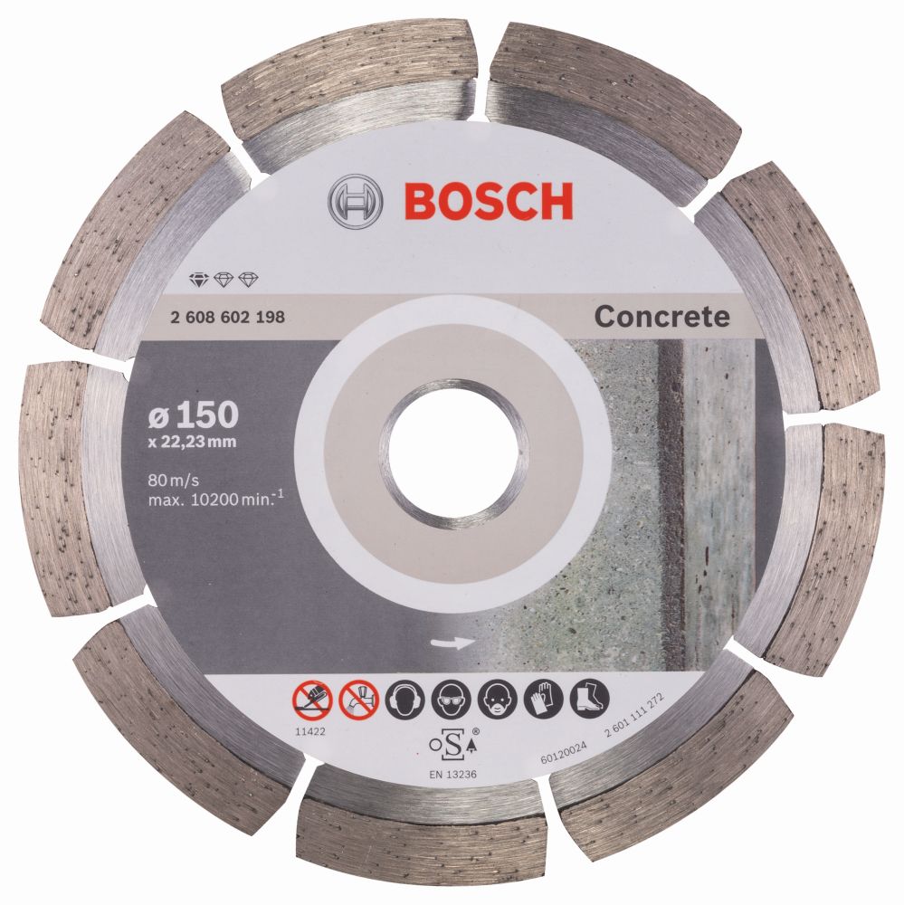 Bosch Diamanttrennscheibe Standard for Concrete, 150 x 22,23 x 2 x 10 mm, 1er-Pack Produktbild img2 L