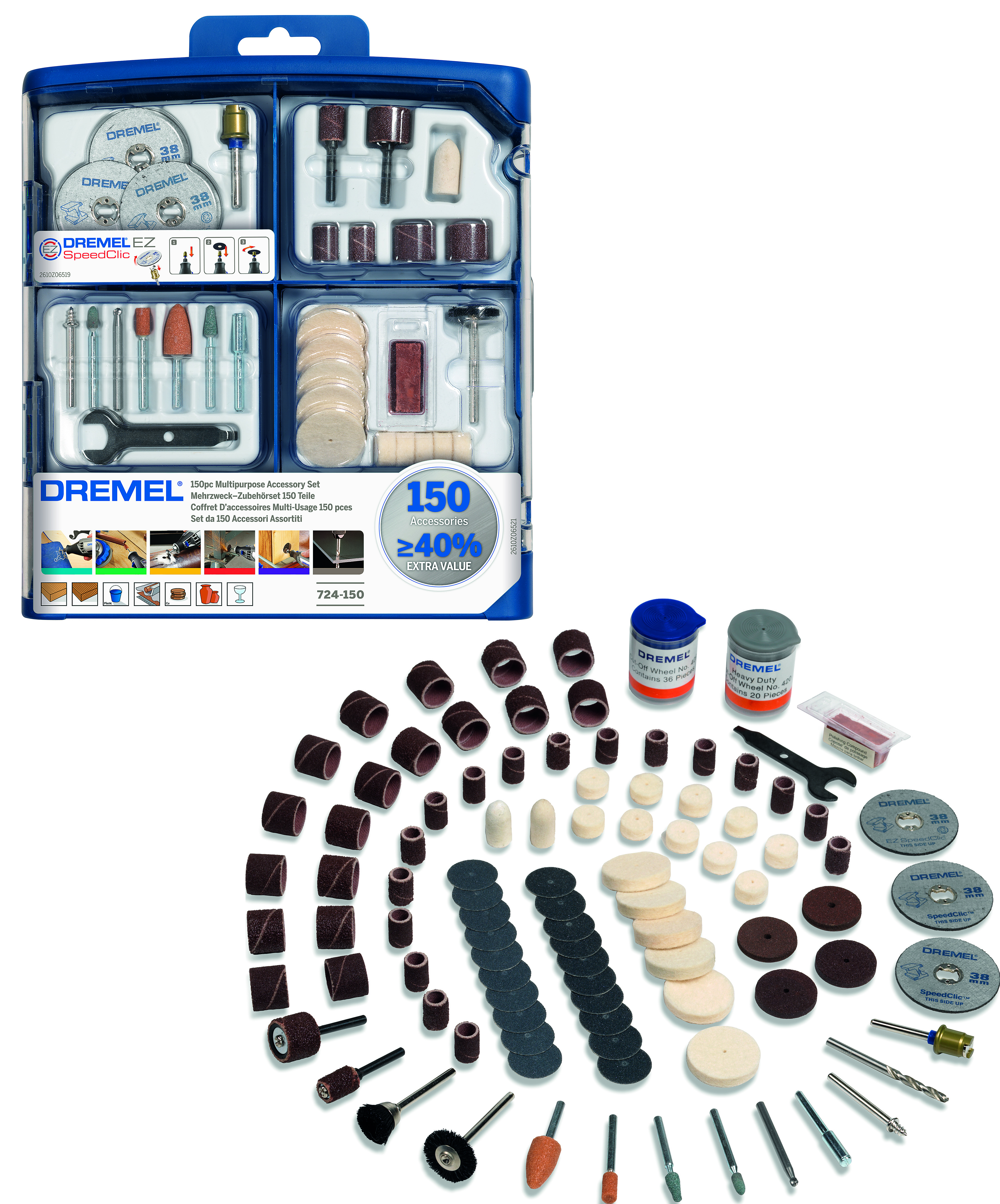 Dremel Mehrzweck-Zubehörset 150 Teile Produktbild img2 L