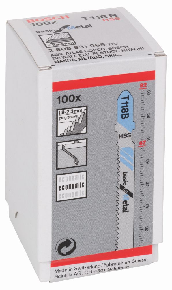 Bosch Stichsägeblatt T 118 B Basic for Metal, 100er-Pack Produktbild img2 L