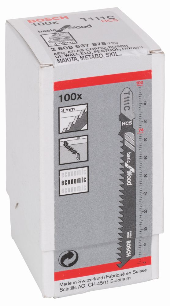 Bosch Stichsägeblatt T 111 C Basic for Wood 100er-Pack Produktbild img2 L