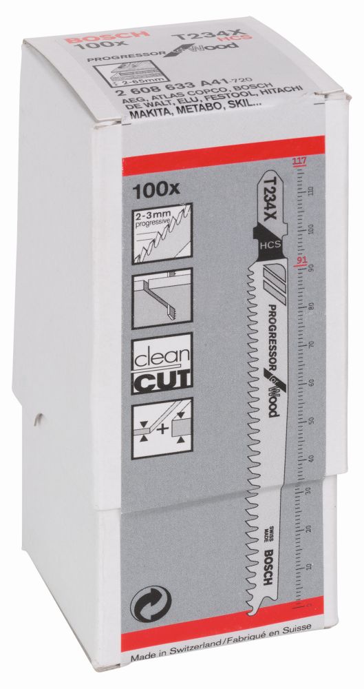 Bosch Stichsägeblatt T 234 X Progressor for Wood, 100er-Pack Produktbild img2 L