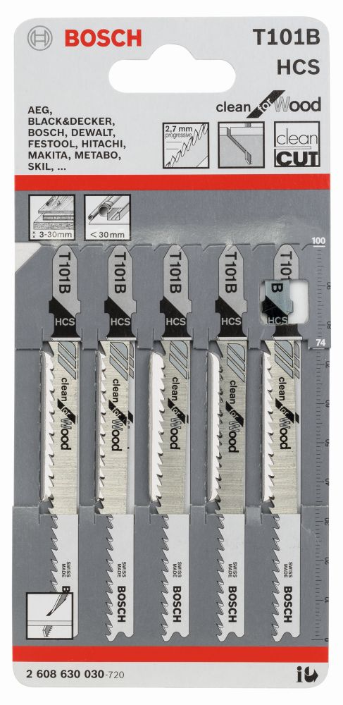Bosch Stichsägeblatt T 101 B Clean for Wood, 5er-Pack Produktbild img2 L