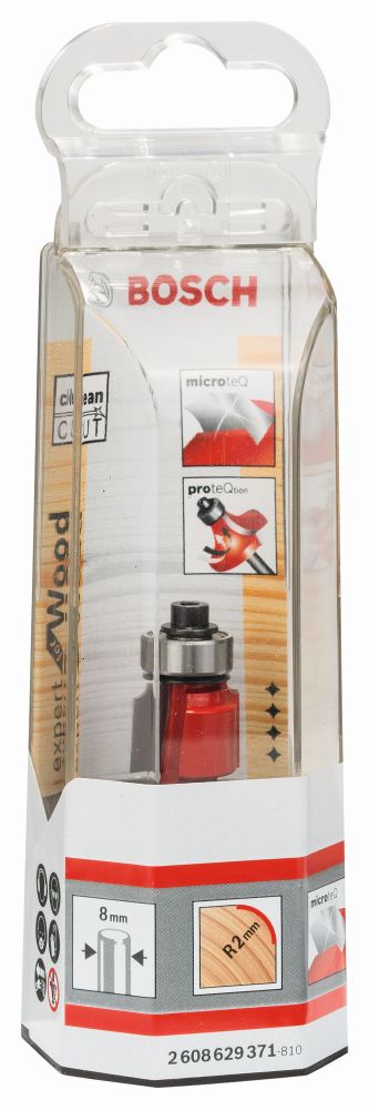 Bosch Abrundfräser Expert for Wood, 8 mm, D 16,7 mm, R1 2 mm, L 12,7 mm, G 55 mm Produktbild img2 L
