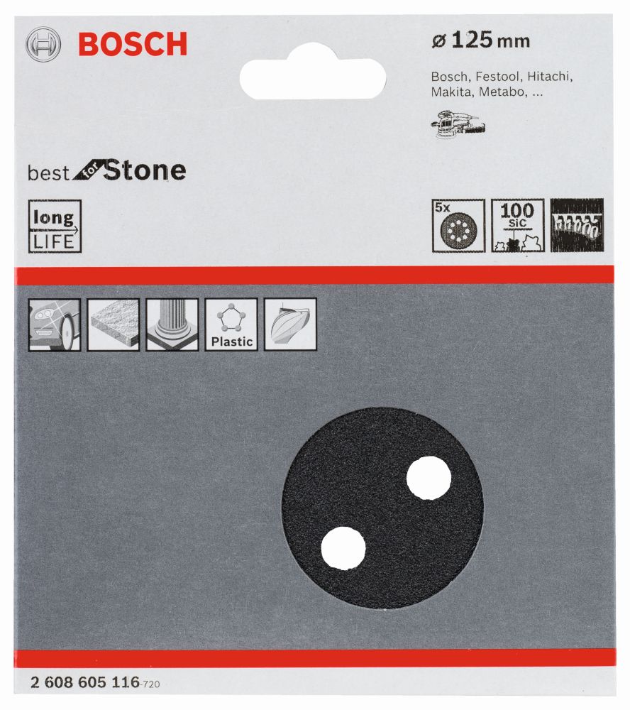 Bosch PRO F355 Schleifblatt, 125 mm, G100, 5-tlg. Produktbild img6 L