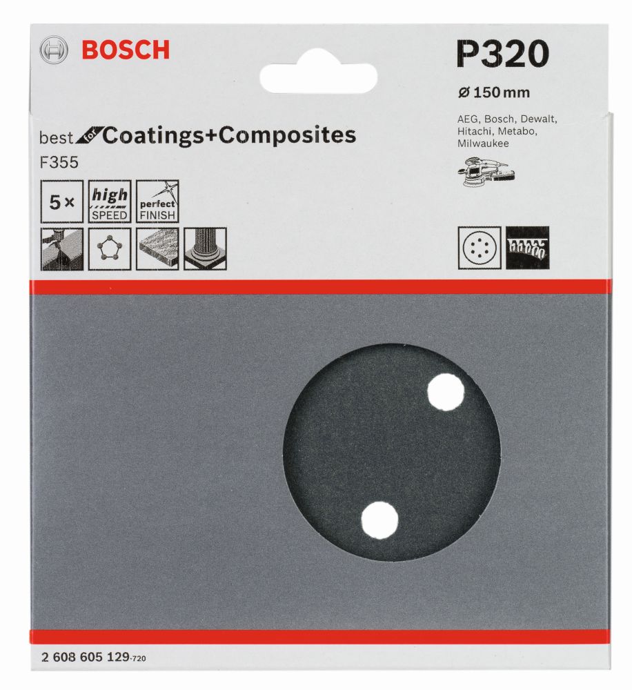Bosch PRO F355 Schleifblatt, 150&nbsp;mm, G320, 5-tlg. Produktbild img6 L