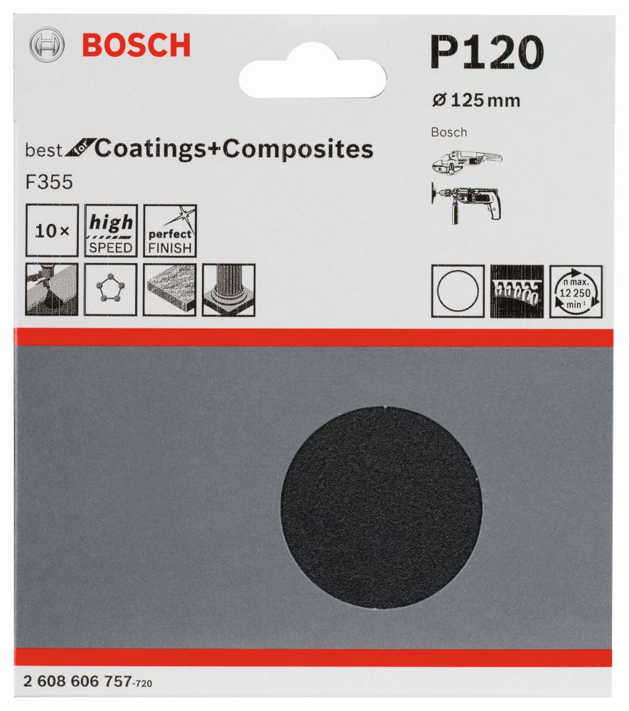 Bosch PRO F355 Schleifblatt, 125&nbsp;mm, 120, 10-tlg. Produktbild img6 L