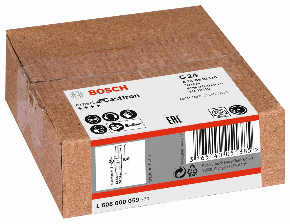 Bosch PRO Metal Schleifscheibe, 100 x 27 x 20&nbsp;mm, K24 Produktbild img1 L