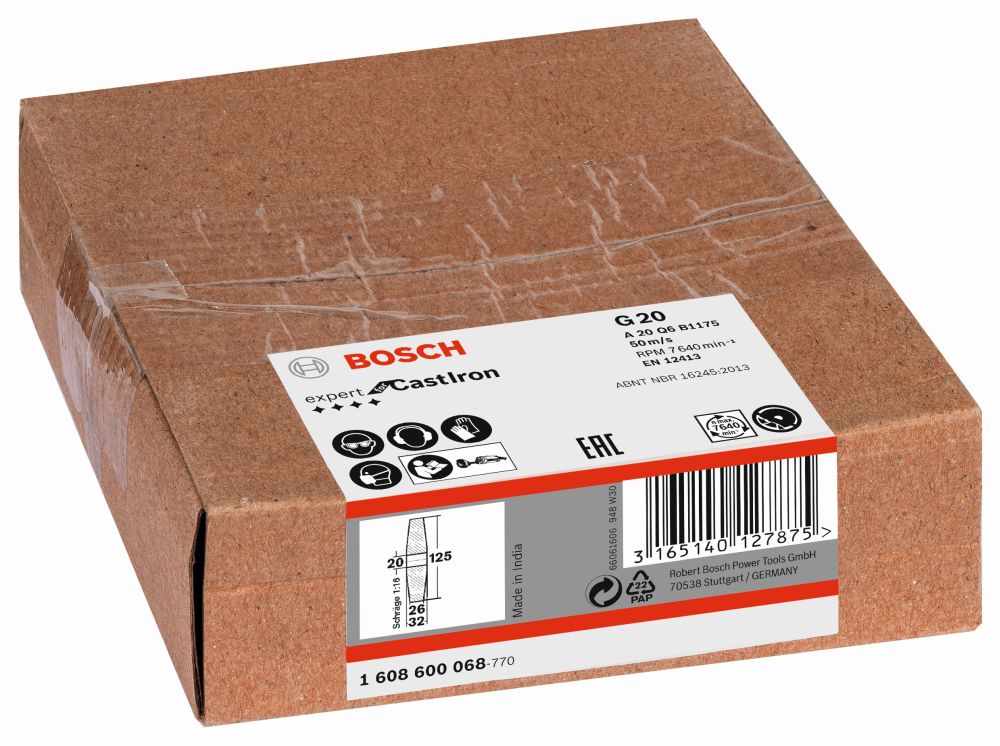 Bosch Schleifscheibe für Geradschleifer, 125mm, 20mm, 20 Produktbild img1 L