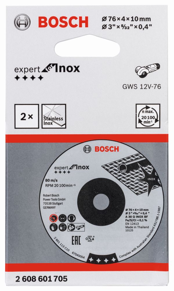 Bosch Schruppscheibe Expert for Inox A 30 Q INOX BF, 76 x 4 x 10mm, 2 Stück Produktbild img2 L