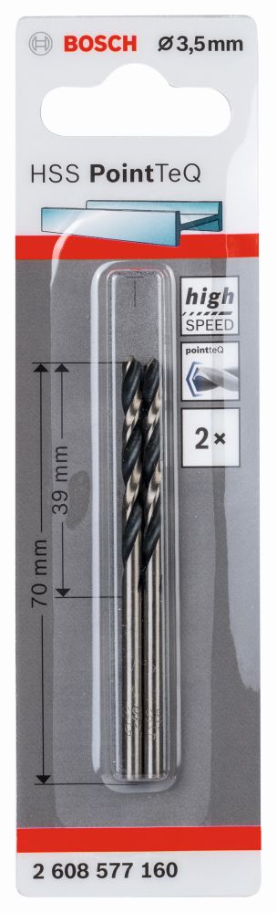 Bosch Metallspiralbohrer HSS PointTeQ, DIN 338, 3,5 mm, 2er-Pack Produktbild img1 L