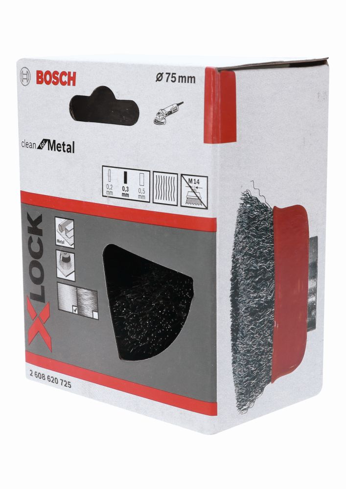 Bosch Topfbürste X-LOCK Clean for Metal, 75mm, 0,3mm, gewellter Stahldraht Produktbild img1 L