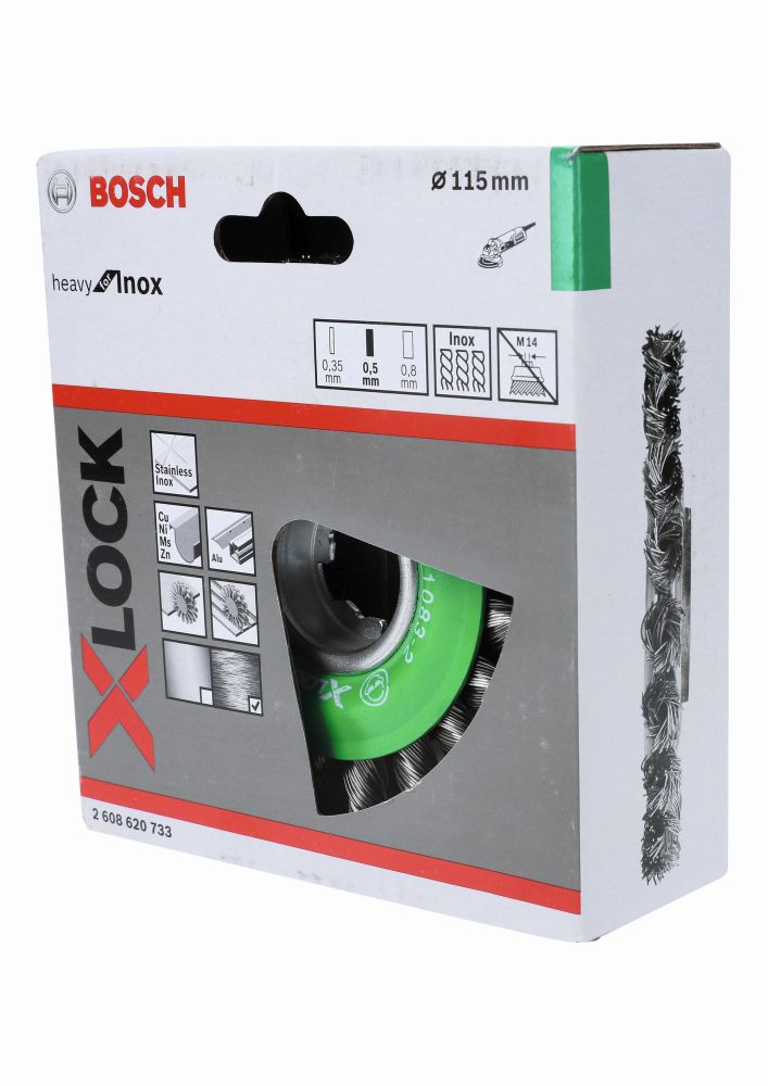Bosch Scheibenbürste Heavy for Inox X-LOCK, gezopft, rostfrei, 115mm, 0,5mm Produktbild img1 L