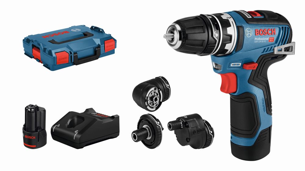 Bosch PRO Akku-Bohrschrauber GSR 12V-35 FC, mit 2 x 3.0 Ah Li-Ion Akku, 4 Aufsätze, L-BOXX Produktbild img1 L