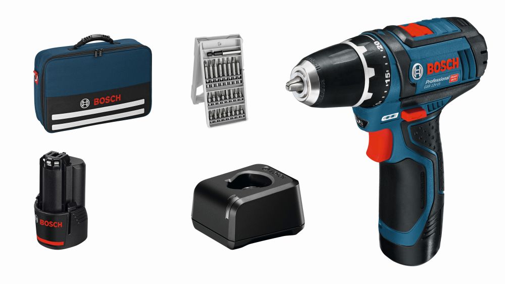 Bosch PRO Akku-Bohrschrauber GSR 12V-15, 2 Akku GBA 12V 2.0Ah, Ladg. u. Werkzeugtasche Produktbild img1 L