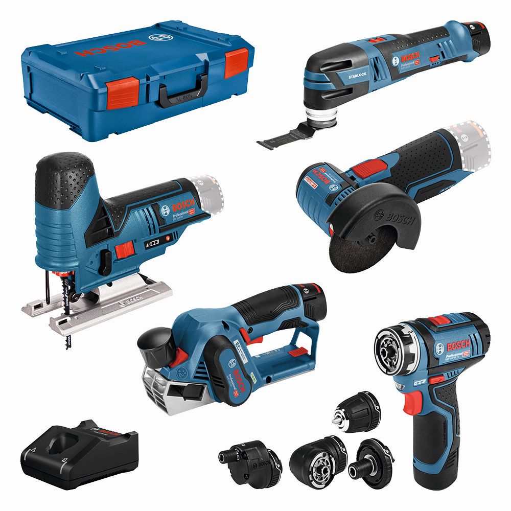 Bosch PRO Combo Kit 5er-12V-Werkzeug-Set: GSR (FC) + GOP+GHO+GWS+GST+GBA+GAL+XL-BOXX Produktbild img1 L