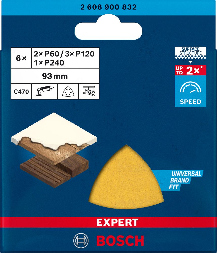 Bosch EXPERT C470 Schleifpapier-Set für Deltaschleifer, 93 mm, K 60/120/240, 6-tlg. Produktbild img2 L