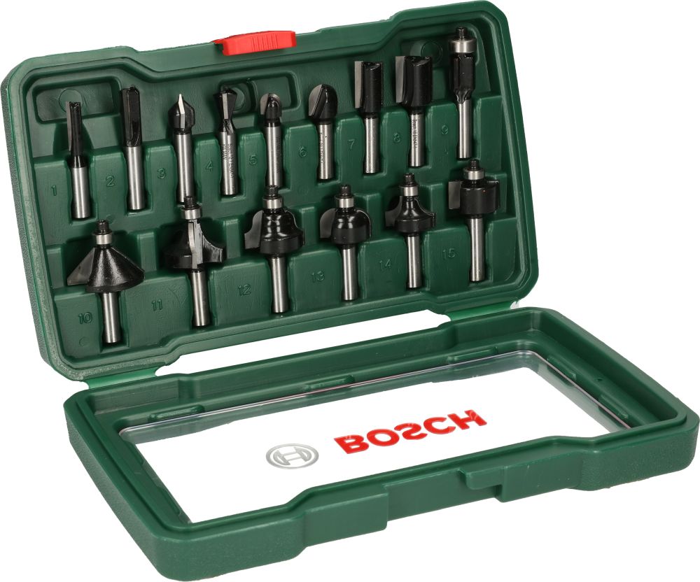 Bosch Hartmetall-Fräser-Set xPromo, 15-teilig, Schaft-ø8mm Produktbild img1 L