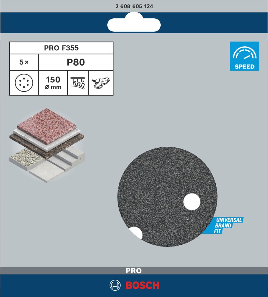 Bosch PRO F355 Schleifblatt, 150 mm, G80, 5-tlg. Produktbild img2 L