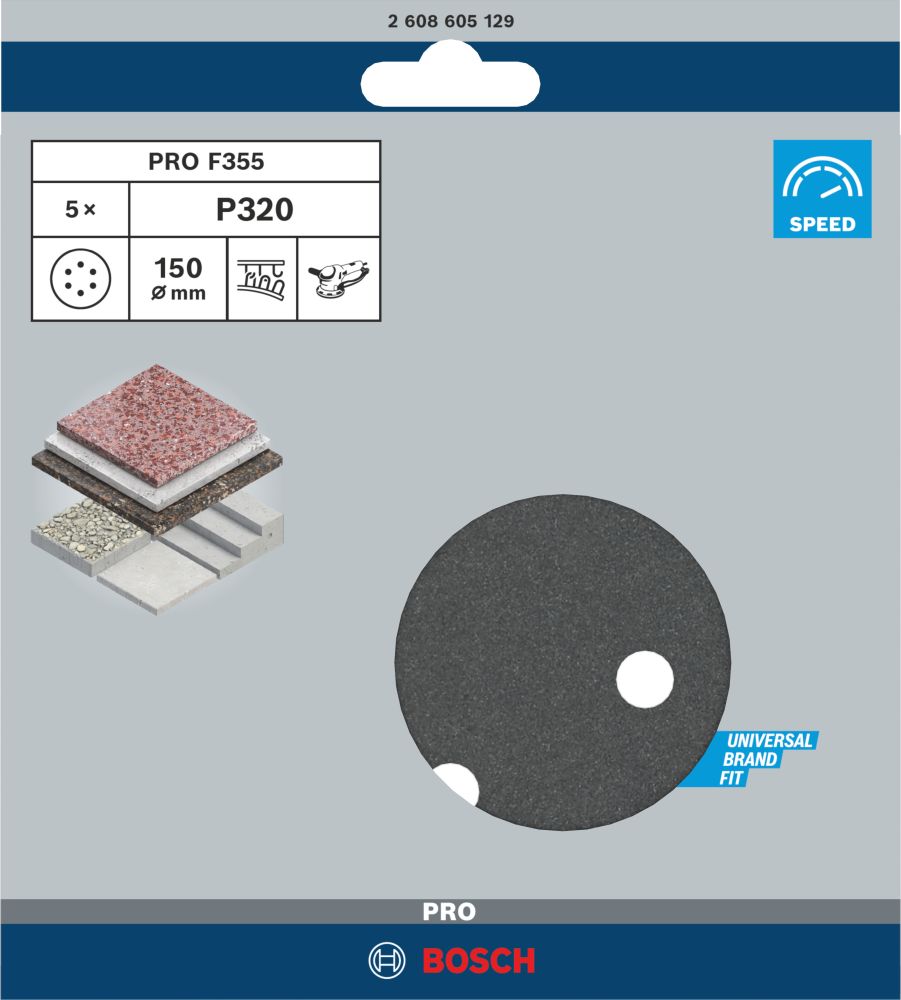 Bosch PRO F355 Schleifblatt, 150&nbsp;mm, G320, 5-tlg. Produktbild img2 L