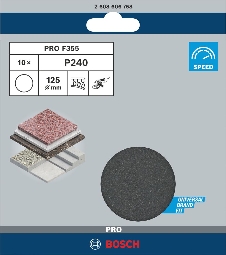 Bosch PRO F355 Schleifblatt, 125 mm, 240, 10-tlg. Produktbild img2 L