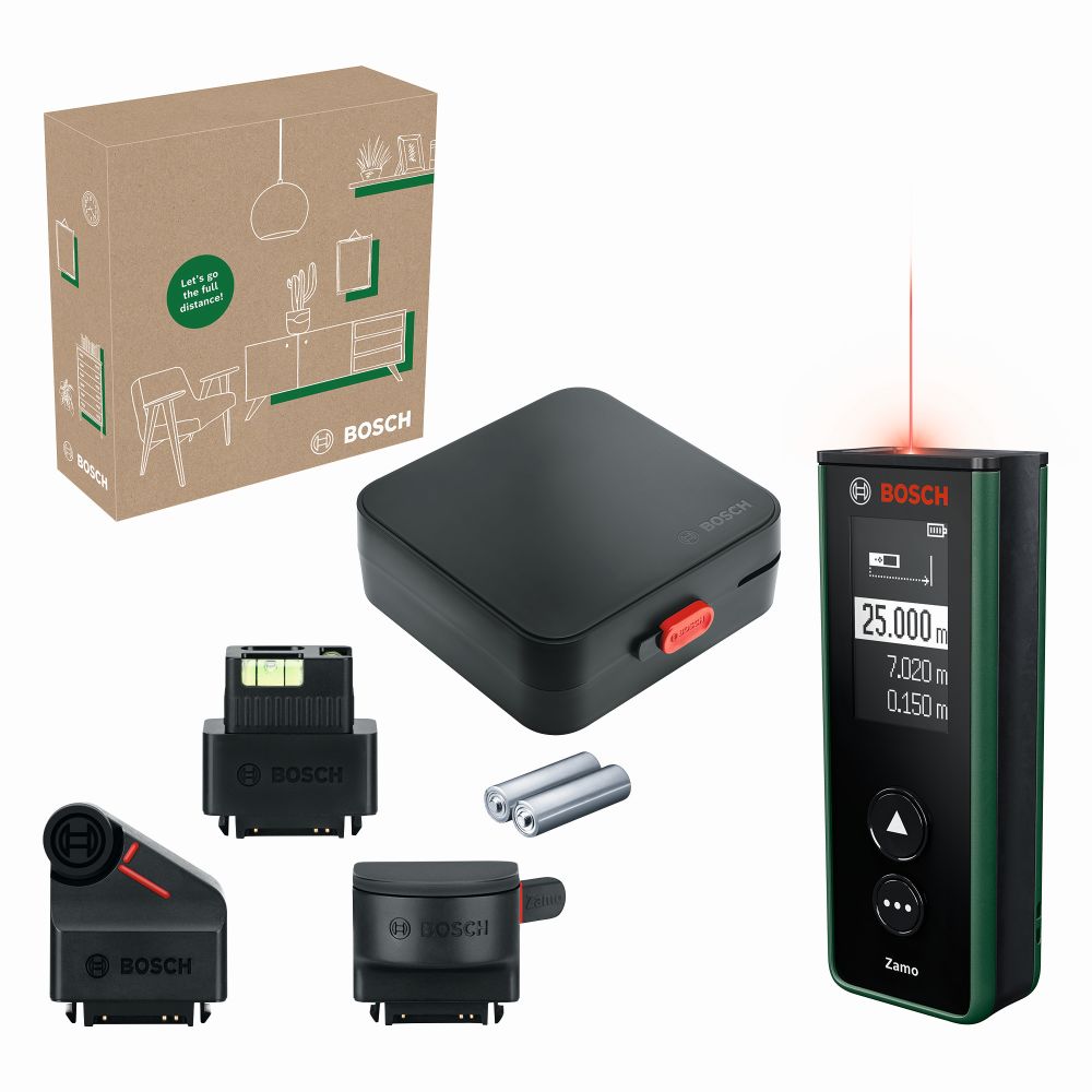 Bosch Digitaler Laser-Entfernungsmesser Zamo Set, eCommerce-Karton Produktbild img1 L