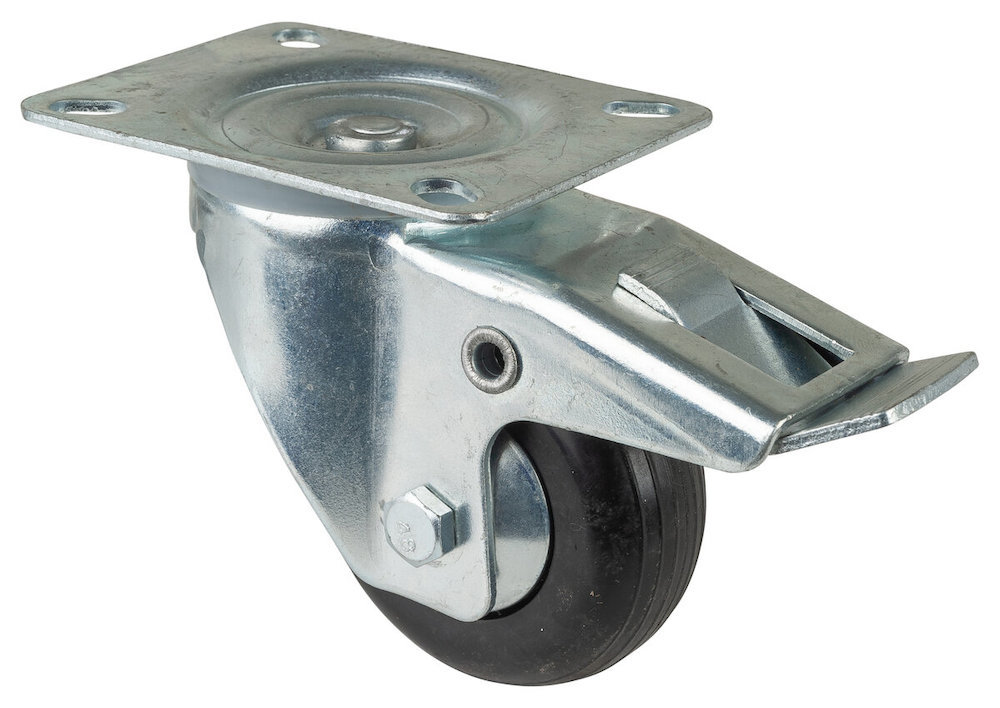 BS ROLLEN Transp.geräte-Lenkr., mit Totalfeststeller,Rad Ø 80mm, L420, 100kg, sta verzinkt Produktbild img1 L