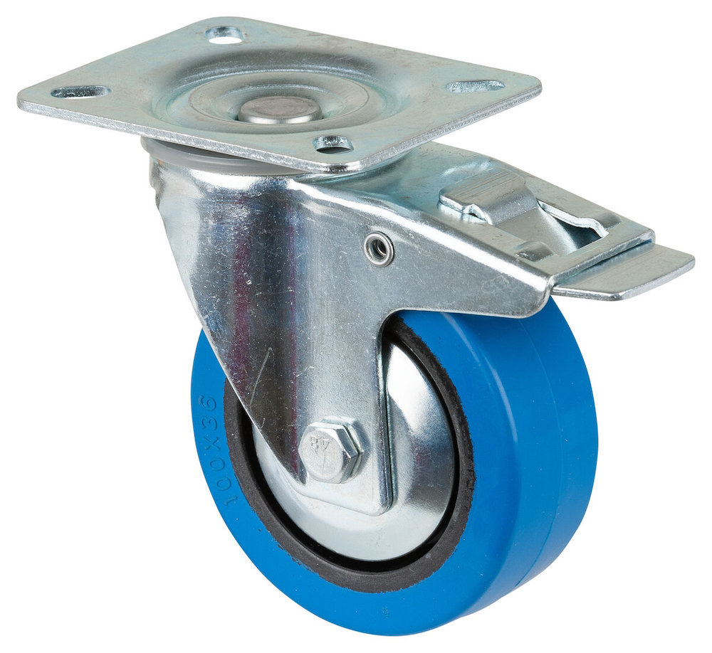 BS ROLLEN Transp.geräte-Lenkrolle, m.Totalfestst.,Rad Ø 100mm, L520, 140kg, stahl verzinkt Produktbild img1 L