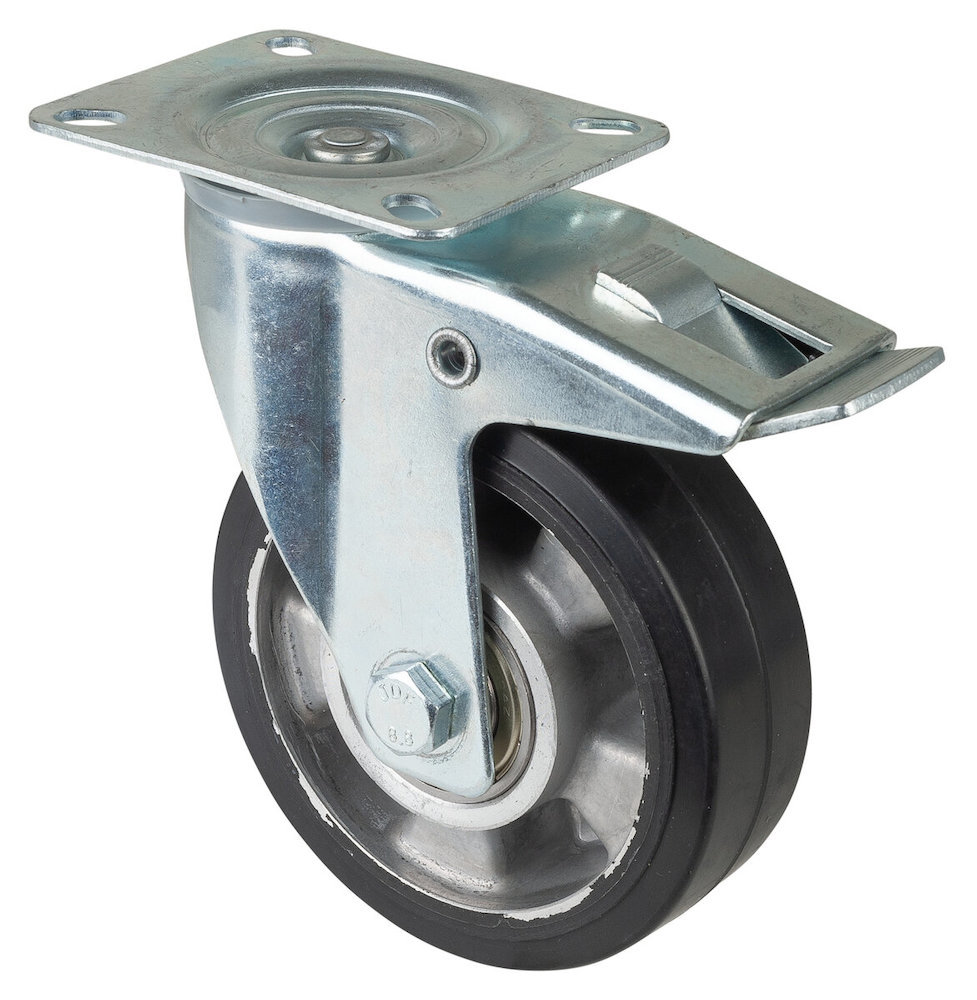 BS ROLLEN Transp.geräte-Lenkrolle, m.Totalfest.,Rad Ø 125mm, LS420, 150kg, stahl verzinkt Produktbild img1 L