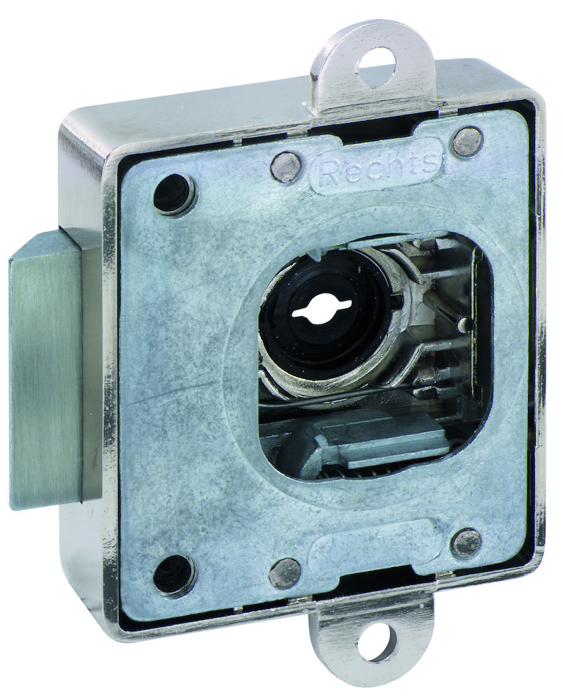 JuNie Möbel-Fallenschloss, ASS 1882,D 30mm, aufliegend, Met. vernickelt, rechts/links Produktbild img1 L