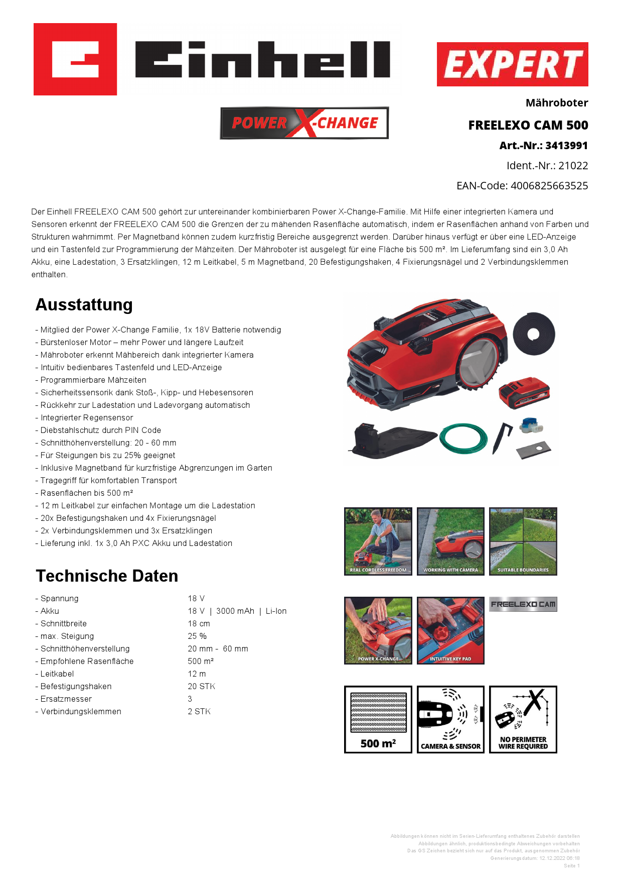 EINHELL Mährooter FREEXO CAM 500 Produktbild img5 L