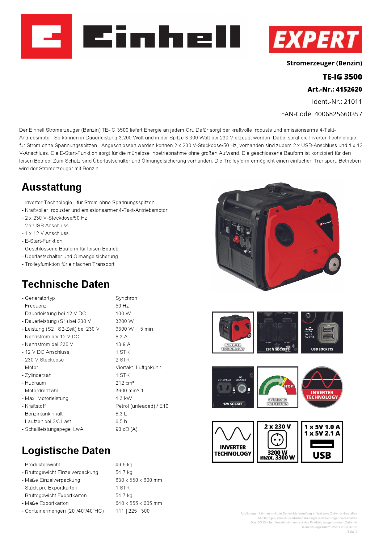 EINHELL Stromerzeuger TE-IG 3500 Produktbild img5 L