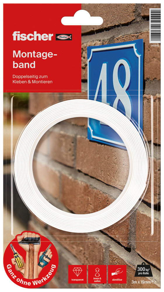 fischer Montage Band doppelseitig zum Kleben+Montieren Produktbild img1 L